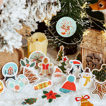 45PCS/PACK Christmas Snow Sticker