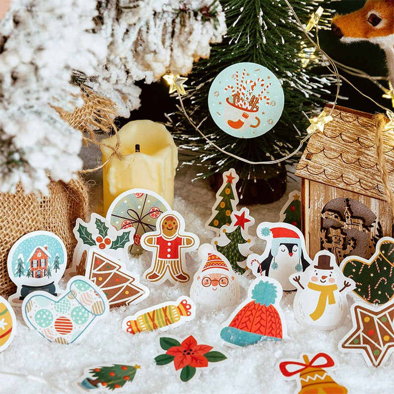 45PCS/PACK Christmas Snow Sticker