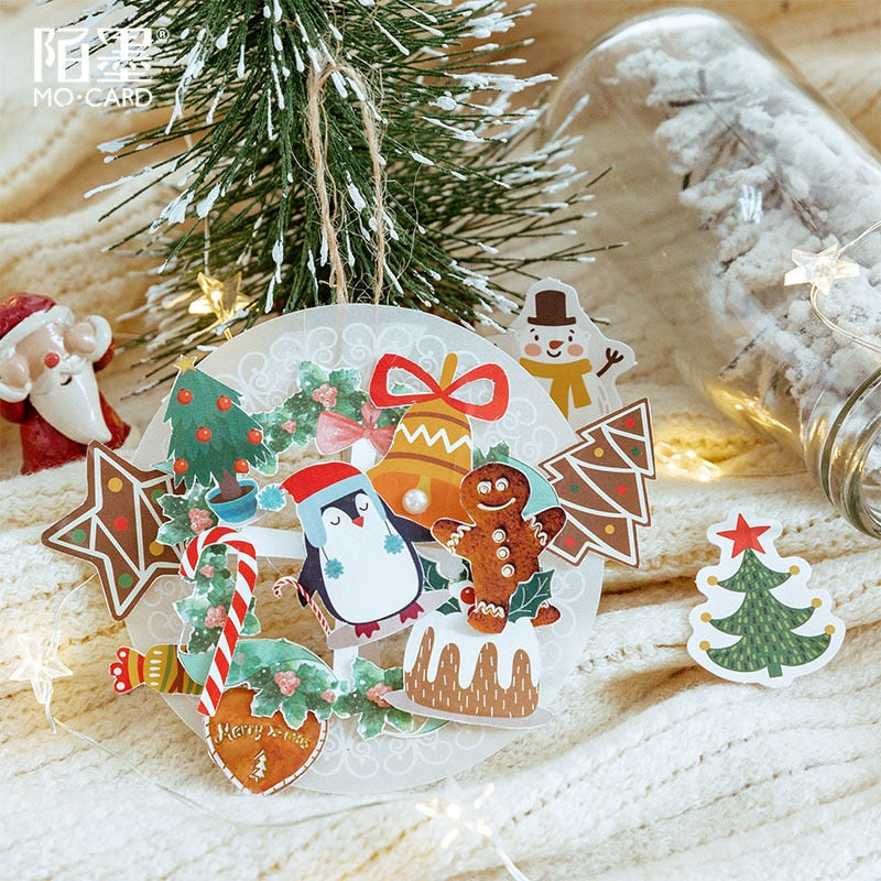 45PCS/PACK Christmas Snow Sticker