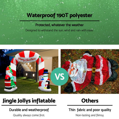 Jingle Jollys Christmas Inflatable Archwary Santa 3M Illuminated