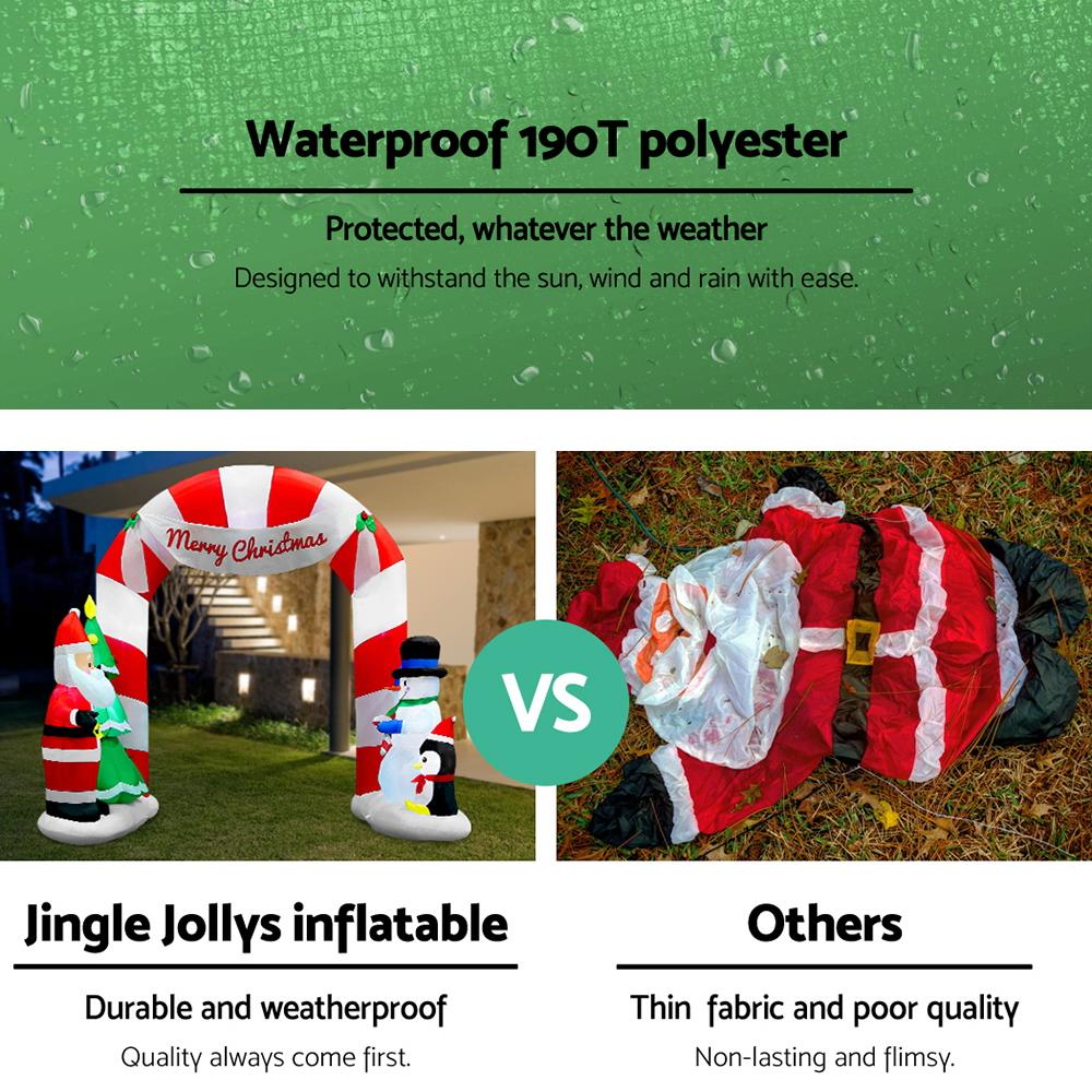 Jingle Jollys Christmas Inflatable Archwary Santa 3M Illuminated