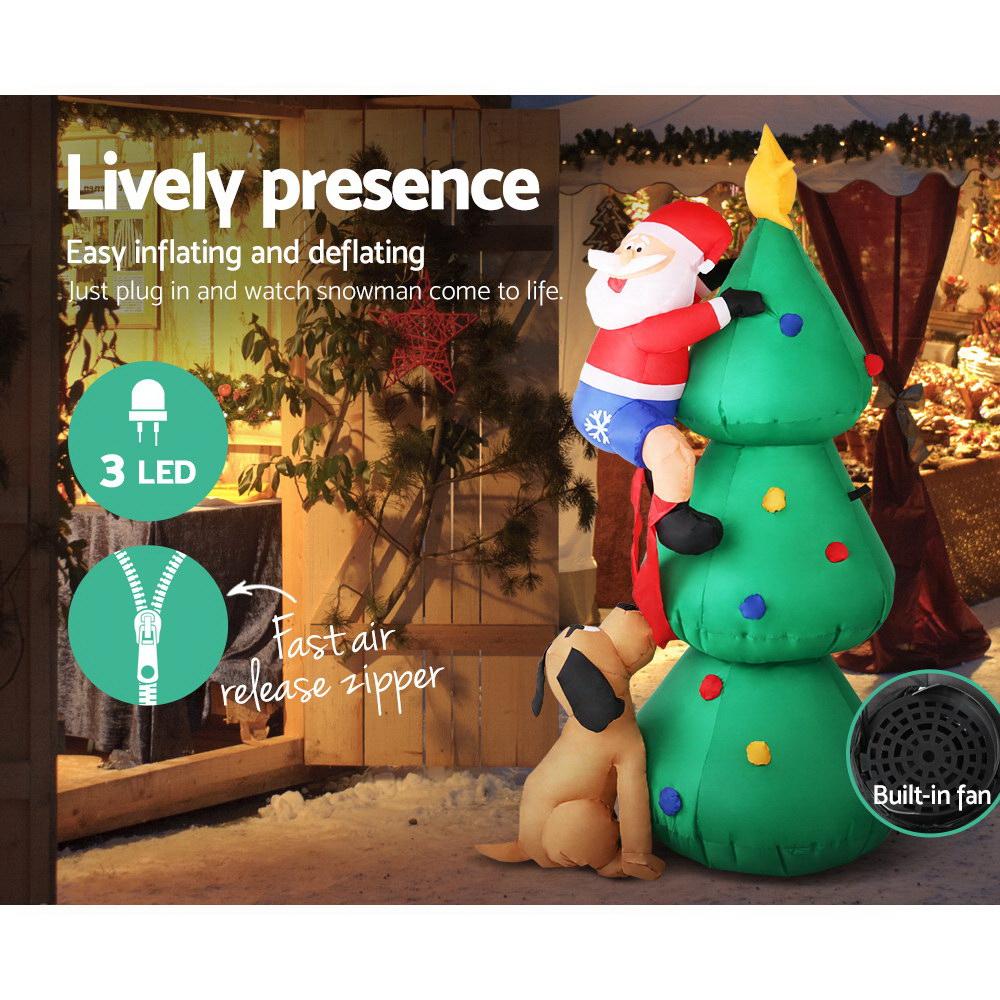 Jingle Jollys Christmas Inflatable Santa Tree 1.8M Illuminated