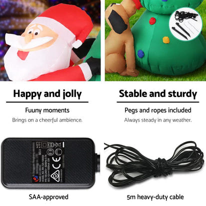 Jingle Jollys Christmas Inflatable Santa Tree 1.8M Illuminated