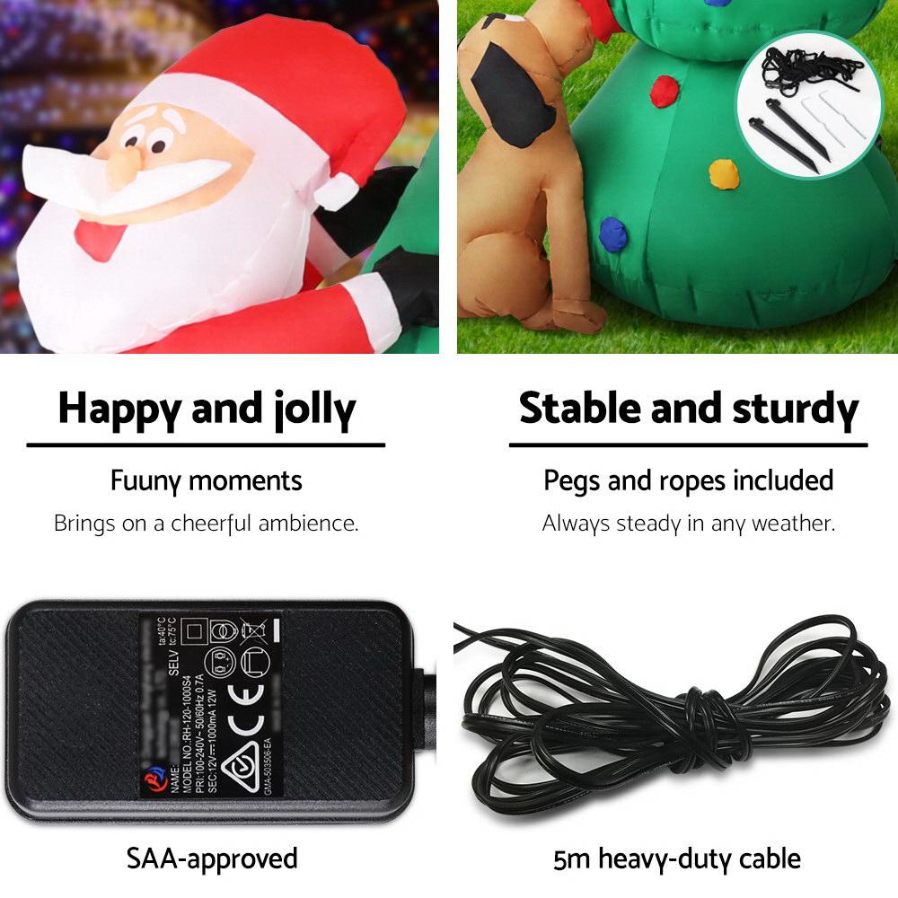 Jingle Jollys Christmas Inflatable Santa Tree 1.8M Illuminated